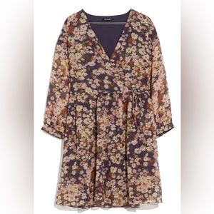 NWT Madewell Drawstring Faux-Wrap Mini Dress in Daisy Reverie